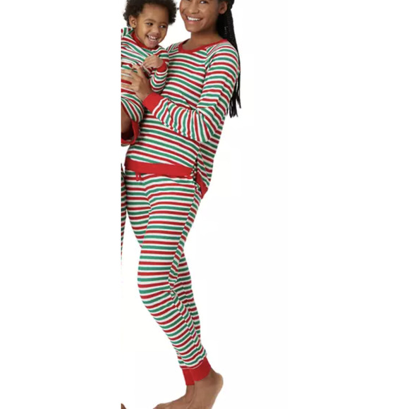 Christmas Candy Cane Striped Waffle Pajama PJ Set | 1X Plus NWT $67 PAJAMARAMA - Picture 2 of 3